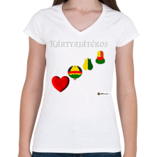 PRINTFASHION Kártya játékos minta #3 - Női V-nyakú póló - Fehér női póló