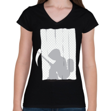 PRINTFASHION Kaszás a wc-n - Női V-nyakú póló - Fekete női póló