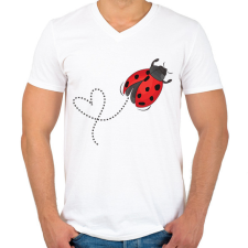 PRINTFASHION katicabogár  - Férfi V-nyakú póló - Fehér férfi póló