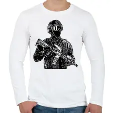 PRINTFASHION katona - Férfi hosszú ujjú póló - Fehér férfi póló