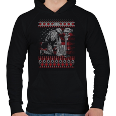 PRINTFASHION Katona karácsony - Férfi kapucnis pulóver - Fekete