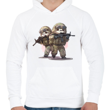 PRINTFASHION Katona lajhárok - Férfi kapucnis pulóver - Fehér férfi pulóver, kardigán