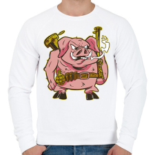 PRINTFASHION Katona malac - Férfi pulóver - Fehér férfi pulóver, kardigán