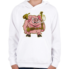 PRINTFASHION Katona malac - Gyerek kapucnis pulóver - Fehér gyerek pulóver, kardigán