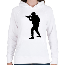 PRINTFASHION Katona - Női kapucnis pulóver - Fehér