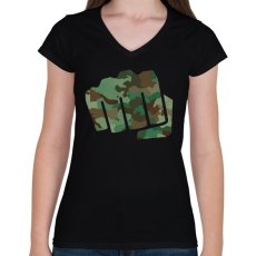 PRINTFASHION Katona öklös - Női V-nyakú póló - Fekete