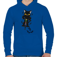 PRINTFASHION Katze - Férfi kapucnis pulóver - Királykék férfi pulóver, kardigán