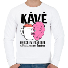 PRINTFASHION Kávé amikor az agyadnak szüksége van egy ölelésre - Férfi pulóver - Fehér
