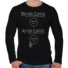 PRINTFASHION Kávé előtt, kávé után... - Férfi hosszú ujjú póló - Fekete