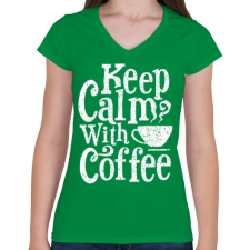 PRINTFASHION Kávé előtt... - Női V-nyakú póló - Zöld női póló