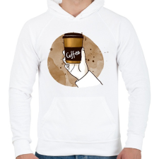 PRINTFASHION Kávé elvitelre - Férfi kapucnis pulóver - Fehér férfi pulóver, kardigán