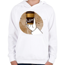 PRINTFASHION Kávé elvitelre - Gyerek kapucnis pulóver - Fehér gyerek pulóver, kardigán