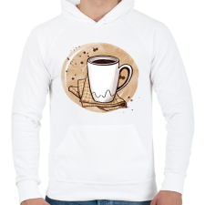 PRINTFASHION Kávé - Férfi kapucnis pulóver - Fehér férfi pulóver, kardigán