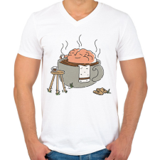 PRINTFASHION Kávé - Férfi V-nyakú póló - Fehér férfi póló