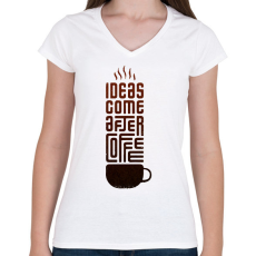 PRINTFASHION Kávé - Női V-nyakú póló - Fehér