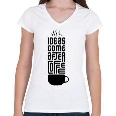 PRINTFASHION Kávé - Női V-nyakú póló - Fehér