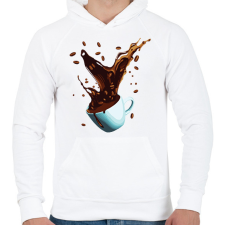 PRINTFASHION Kávé robbanás - Férfi kapucnis pulóver - Fehér férfi pulóver, kardigán