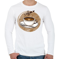 PRINTFASHION Kávé szívecskével - Férfi hosszú ujjú póló - Fehér férfi póló