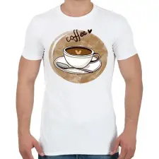 PRINTFASHION Kávé szívecskével - Férfi póló - Fehér férfi póló