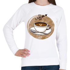 PRINTFASHION Kávé szívecskével - Női pulóver - Fehér