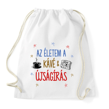 PRINTFASHION Kávé & Újságírás - Sportzsák, Tornazsák - Fehér tornazsák