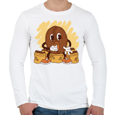 PRINTFASHION Kávébab - Férfi hosszú ujjú póló - Fehér férfi póló