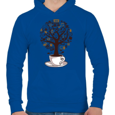 PRINTFASHION Kávéfa - Férfi kapucnis pulóver - Királykék férfi pulóver, kardigán