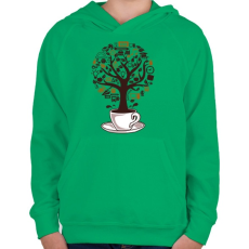 PRINTFASHION Kávéfa - Gyerek kapucnis pulóver - Zöld