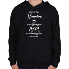 PRINTFASHION Kávéra van szükségem fehér - Gyerek kapucnis pulóver - Fekete