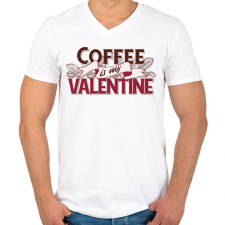 PRINTFASHION Kávérajongó - Coffee is my Valentine - Férfi V-nyakú póló - Fehér férfi póló