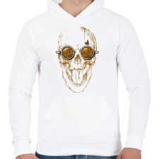PRINTFASHION Kávés koponya - Férfi kapucnis pulóver - Fehér férfi pulóver, kardigán