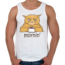 PRINTFASHION Kávés macska - Coffee cat - Mornin' - Férfi atléta - Fehér atléta, trikó