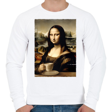 PRINTFASHION Kávés Mona Lisa - Férfi pulóver - Fehér