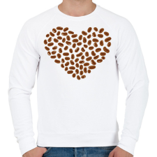 PRINTFASHION Kávés szív - Férfi pulóver - Fehér férfi pulóver, kardigán
