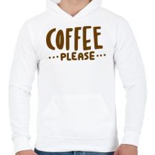 PRINTFASHION Kávét! - Férfi kapucnis pulóver - Fehér férfi pulóver, kardigán
