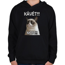 PRINTFASHION Kávét követelek! - Gyerek kapucnis pulóver - Fekete gyerek pulóver, kardigán