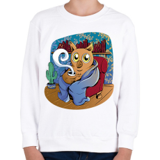 PRINTFASHION Kávézó bagoly - Gyerek pulóver - Fehér
