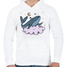 PRINTFASHION Kávézó bálna - Férfi kapucnis pulóver - Fehér férfi pulóver, kardigán