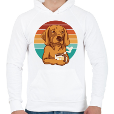PRINTFASHION Kávézó labrador - Férfi kapucnis pulóver - Fehér férfi pulóver, kardigán