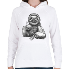 PRINTFASHION Kávézó lajhár - Női kapucnis pulóver - Fehér