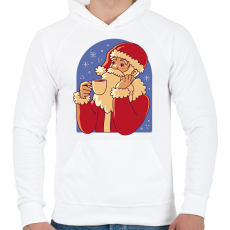 PRINTFASHION Kávézó mikulás - Férfi kapucnis pulóver - Fehér