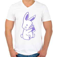 PRINTFASHION Kávézó nyuszi - Férfi V-nyakú póló - Fehér férfi póló