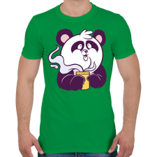 PRINTFASHION Kávézó panda - Férfi póló - Zöld férfi póló
