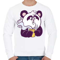 PRINTFASHION Kávézó panda - Férfi pulóver - Fehér