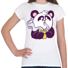 PRINTFASHION Kávézó panda - Női póló - Fehér női póló