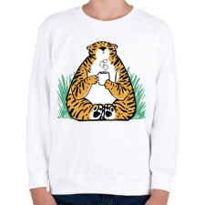 PRINTFASHION Kávézó tigris - Gyerek pulóver - Fehér gyerek pulóver, kardigán