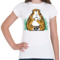 PRINTFASHION Kávézó tigris - Női póló - Fehér