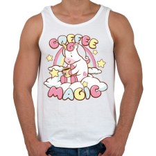 PRINTFASHION Kávézó unikornis - Coffee magic - Férfi atléta - Fehér atléta, trikó