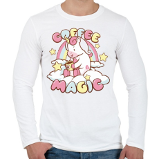 PRINTFASHION Kávézó unikornis - Coffee magic - Férfi hosszú ujjú póló - Fehér