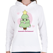 PRINTFASHION kawaii karácsonyfa - Női kapucnis pulóver - Fehér női pulóver, kardigán